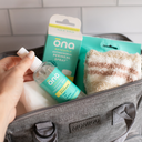 ona Renewals Antimicrobial Perineal Spray lifestyle image featuring product showcasing gentle postpartum care solutions.