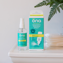 ona Renewals Antimicrobial Perineal Spray and wipes lifestyle shot demonstrating complete postpartum care routine